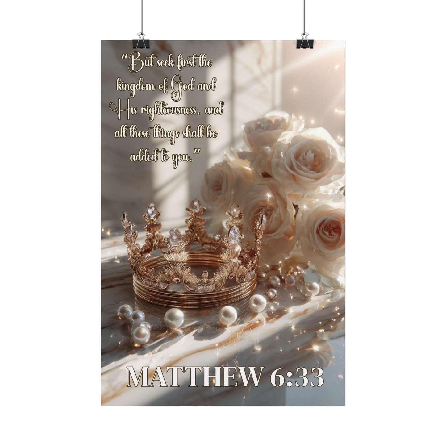 Seek Ye First the Kingdom of God | Matthew 6:33 Christian Wall Art Poster
