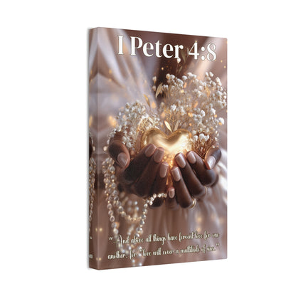 Love Covers a Multitude of Sins | 1 Peter 4:8 Christian Canvas Wall Art